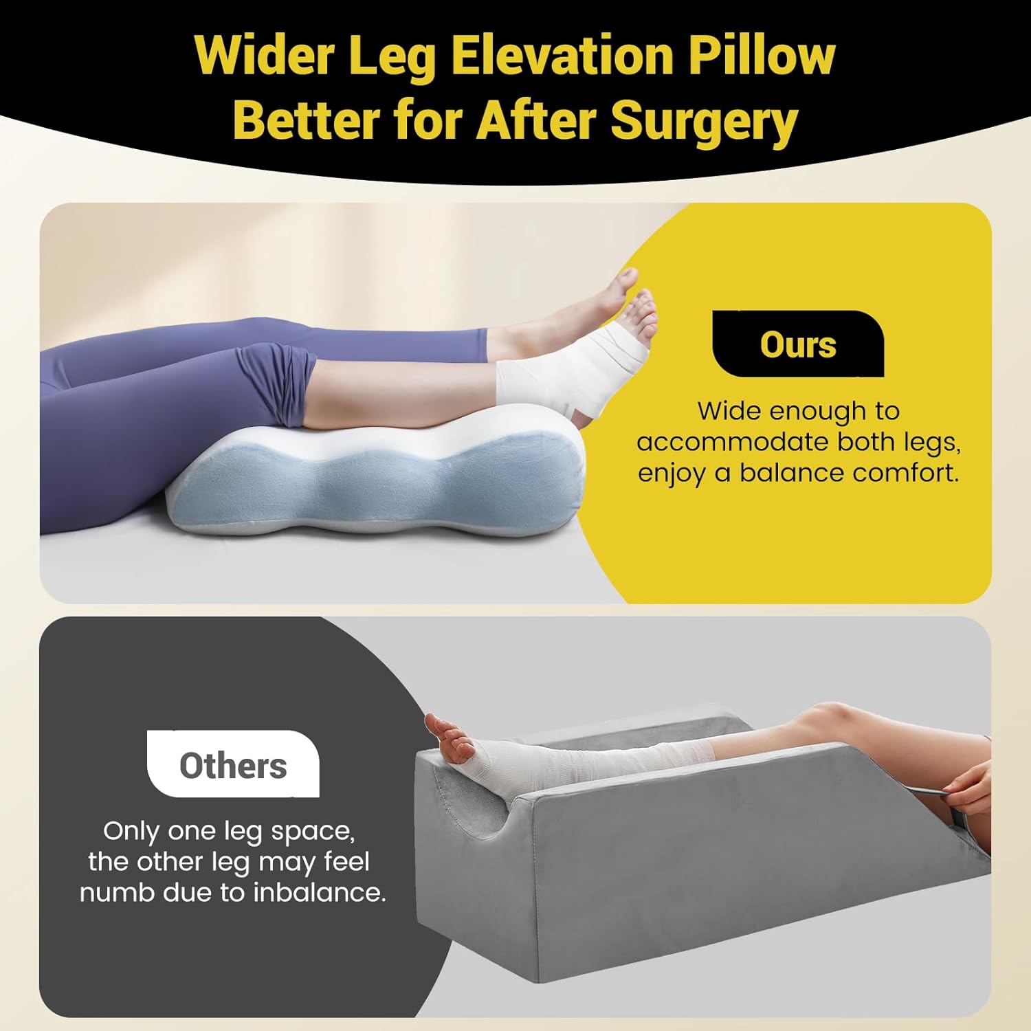 Leg Elevation Pillow for Back Sleepers 7 Height Comfort