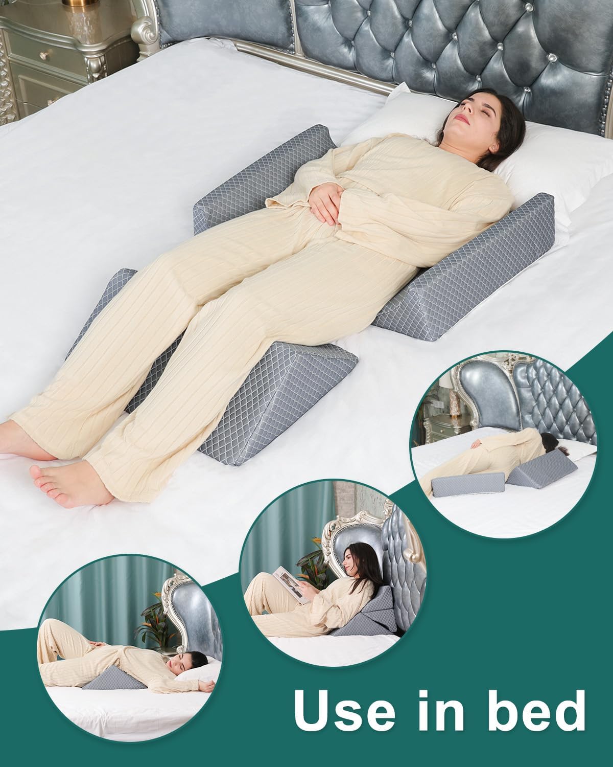 JFNoraiva 3-in-1 Bed Wedge Pillow Set for Seniors