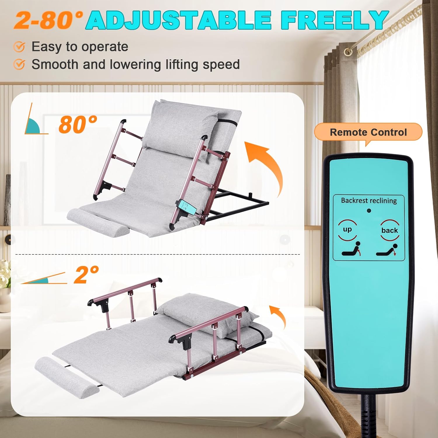 YUCHENGTECH Electric Adjustable Bed Backrest with Foldable Armrest