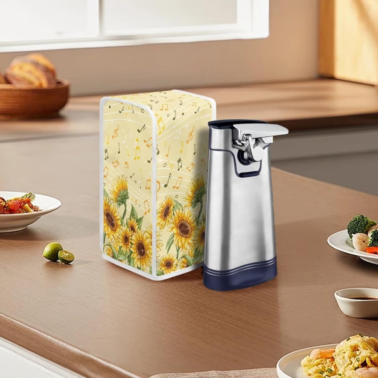 TODIYADDU Music Notes Sunflowers Electric Can Opener Cover