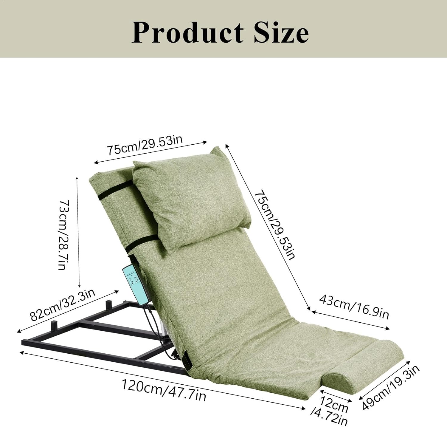 Power Lifting Bed Backrest with Pillow and Foot Pad 1
