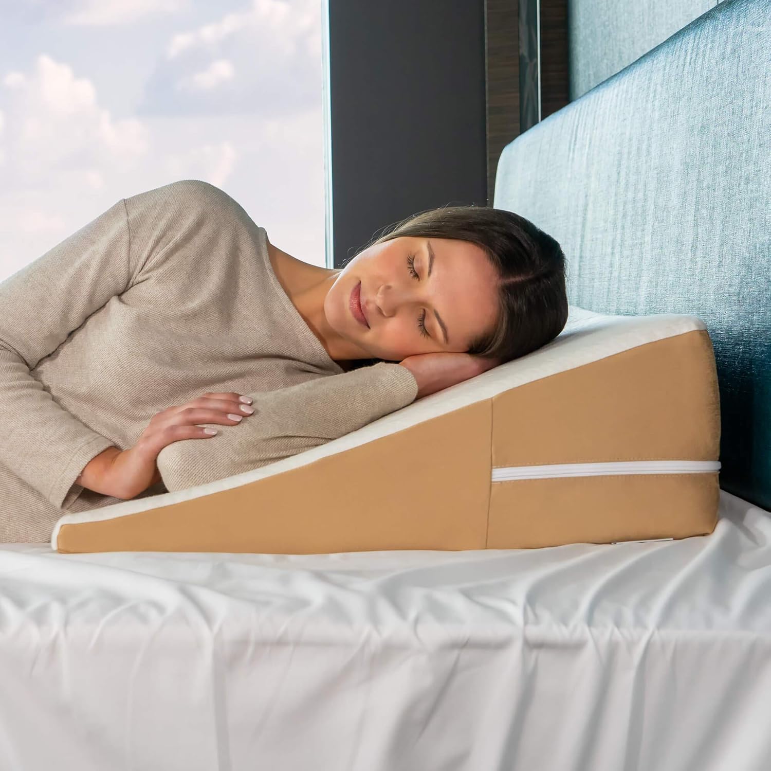 Avana Back Wedge Memory Foam Pillow with Cooling Tencel Cover 8 Inch