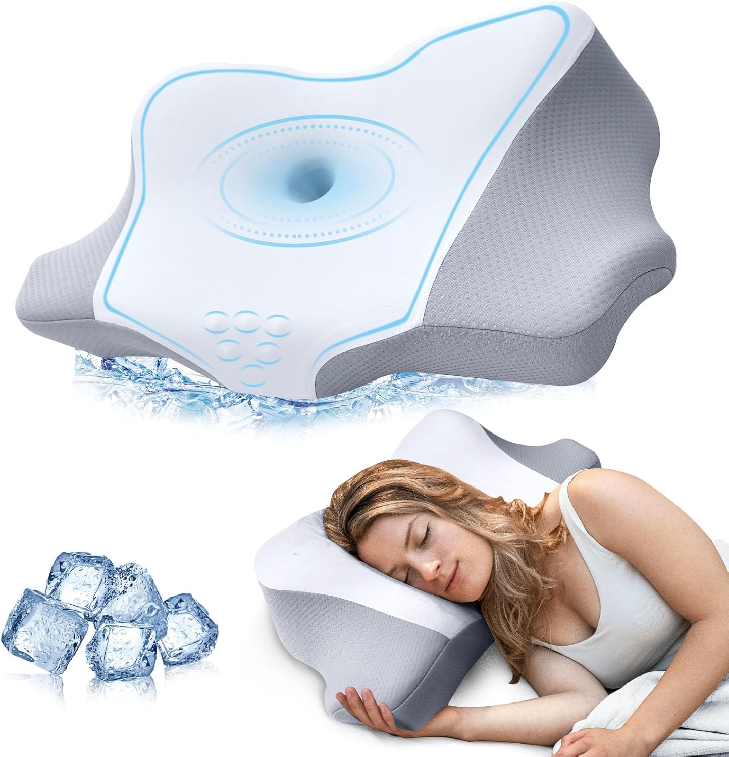 Cervical Pain Relief Pillow for Side Back Stomach Sleepers