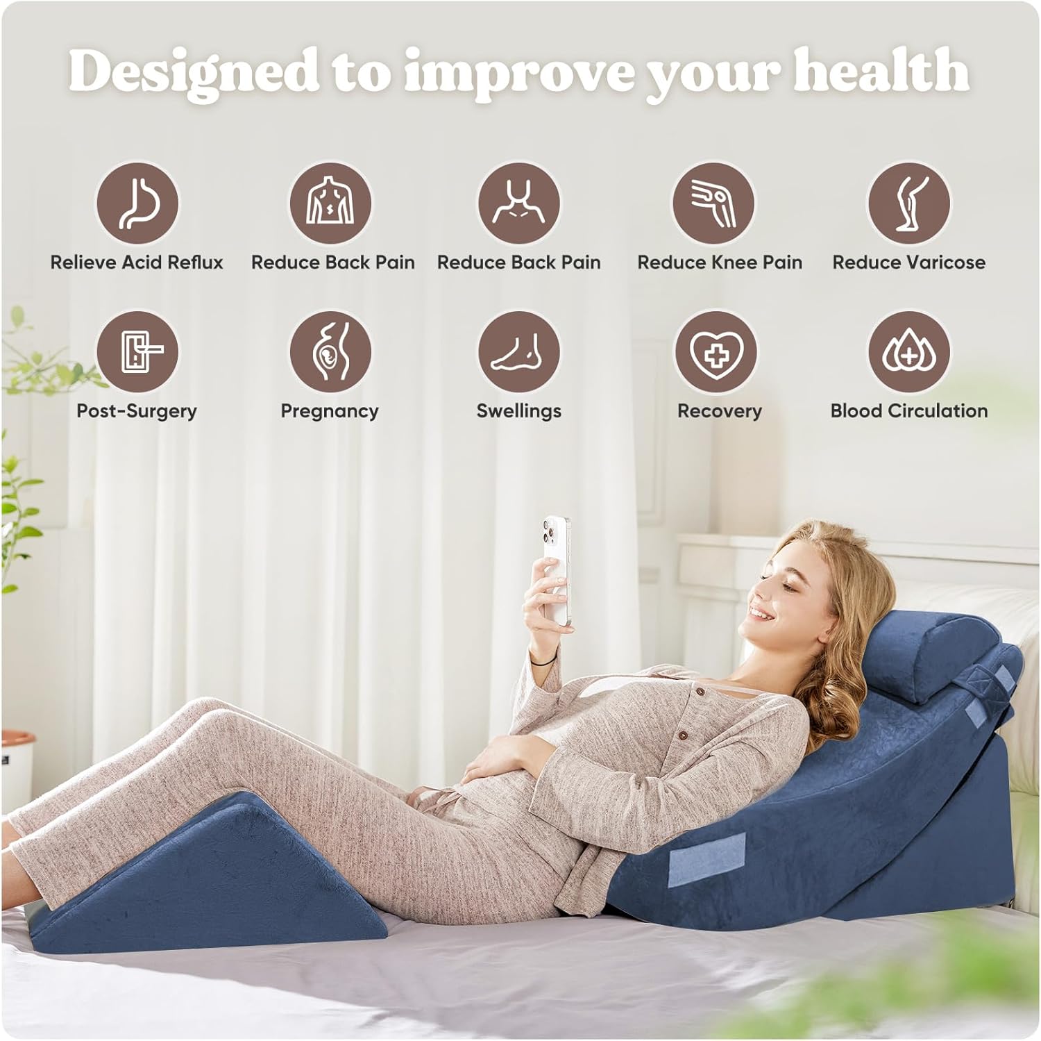 4PCS Orthopedic Bed Wedge Pillows for Pain Relief and Sleep Comfort