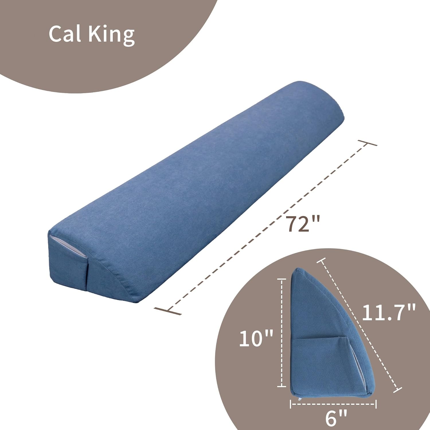 Aurako Cal King Bed Wedge Pillow with Side Pockets