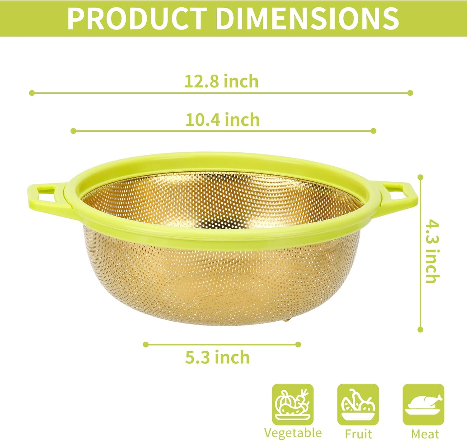 Raings 5Qt Stainless Steel Colander with Handle Dishwasher Safe