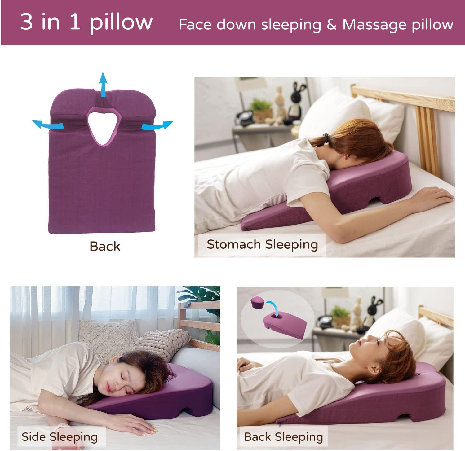 3 in 1 Prone Pillow with Removable Cover