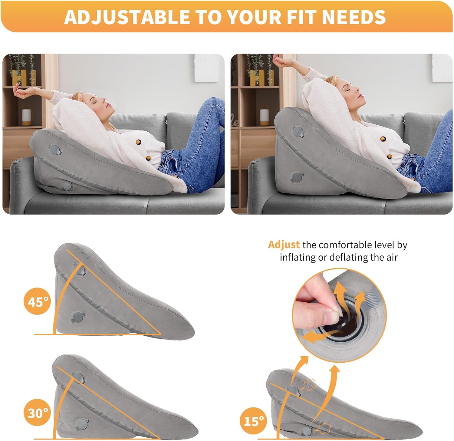 USHMA Inflatable Wedge Pillow Set - Travel Pain Relief