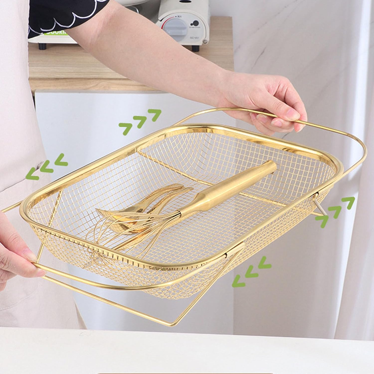 Asixxsix Over The Sink Colander with Handles