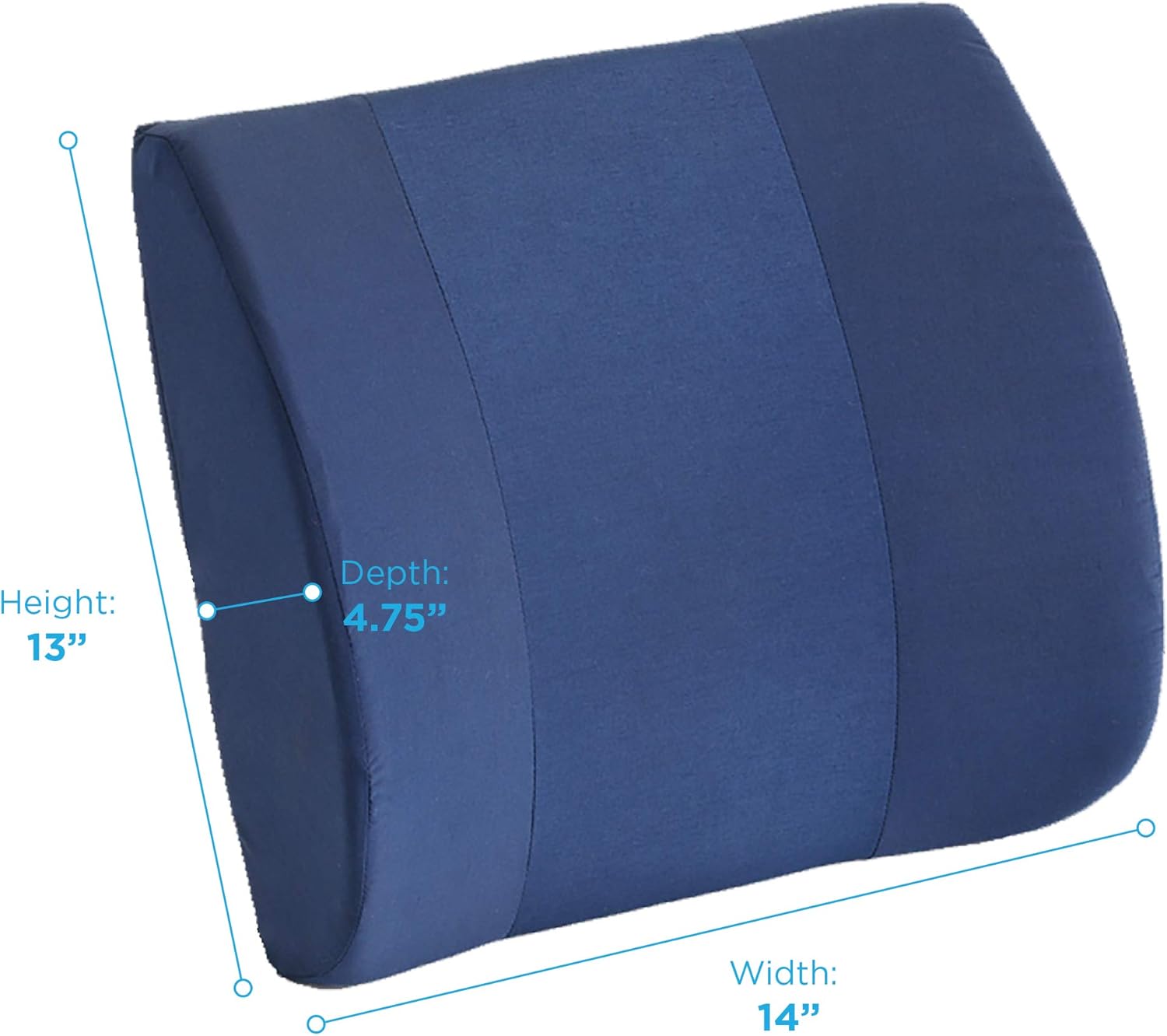 NOVA Lumbar Back Cushion Navy Blue Contoured Support Pillow