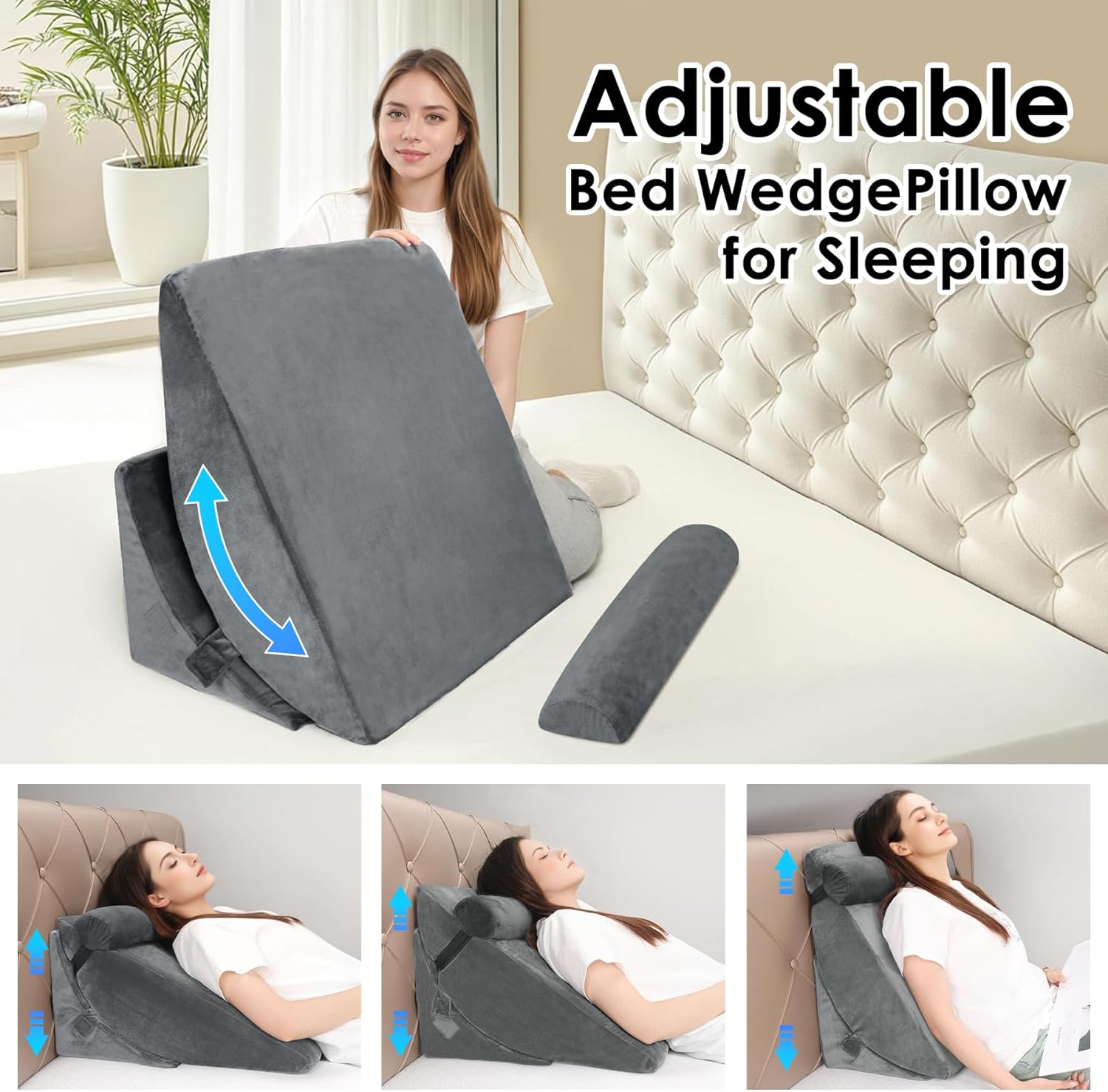 WENRENER 3pcs Adjustable Bed Wedge Pillow Set