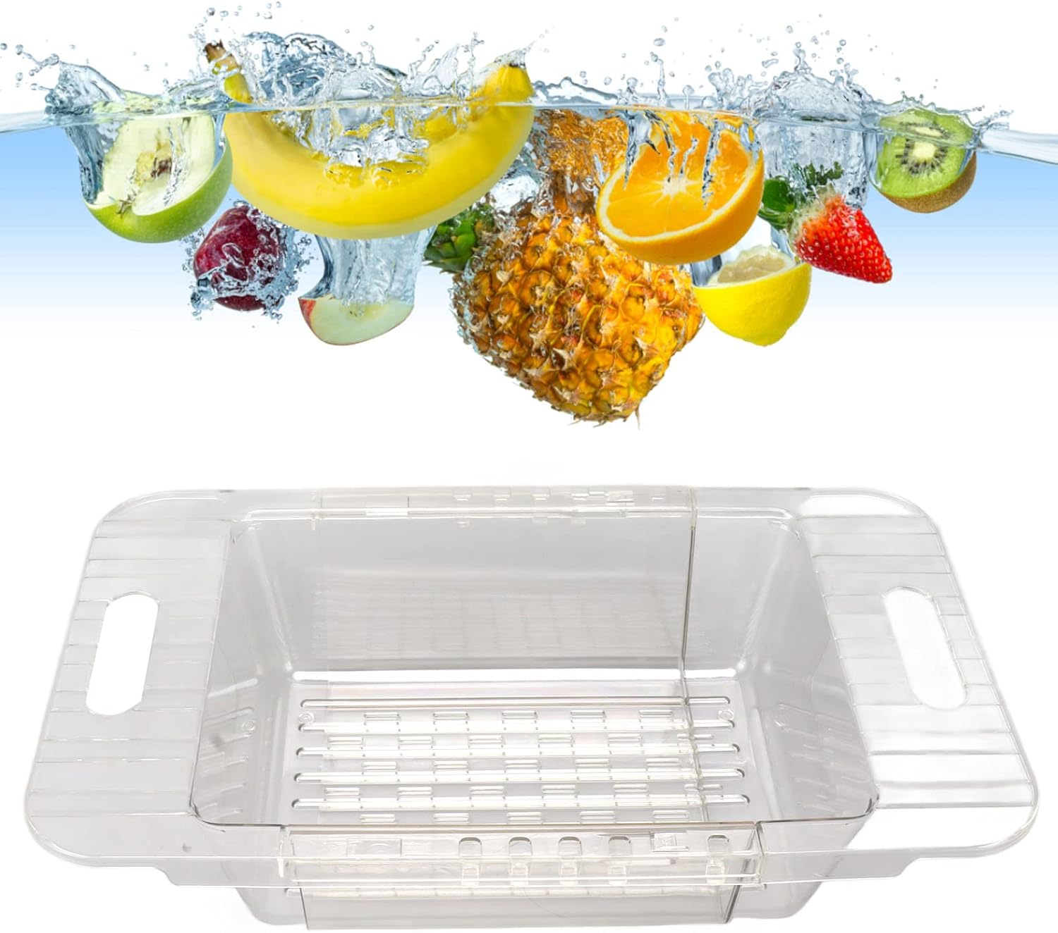 DriKou Kitchen Sink Colander Clear Adjustable Strainer