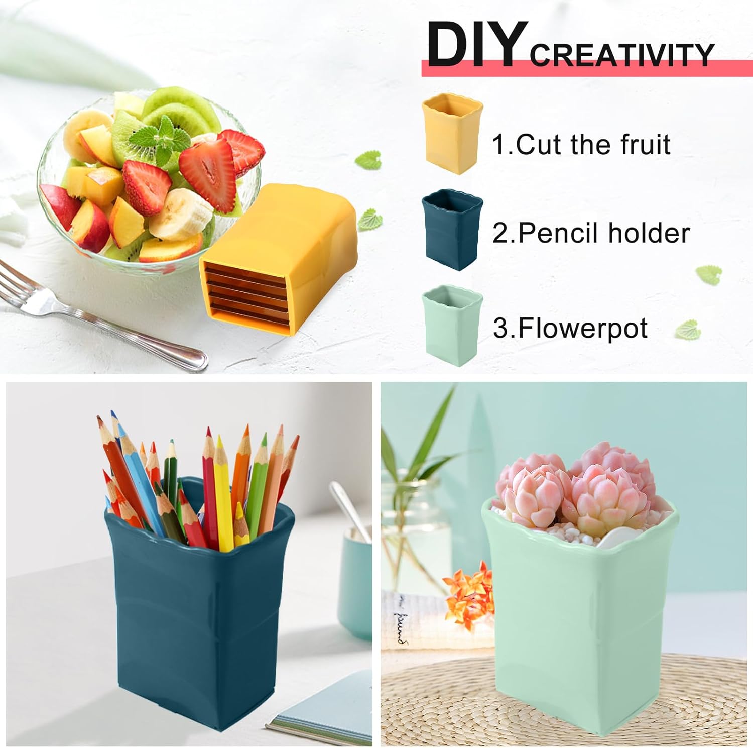 Dokpod 3 Pcs Cup Slicer with Gap Cleaning Brushes Set