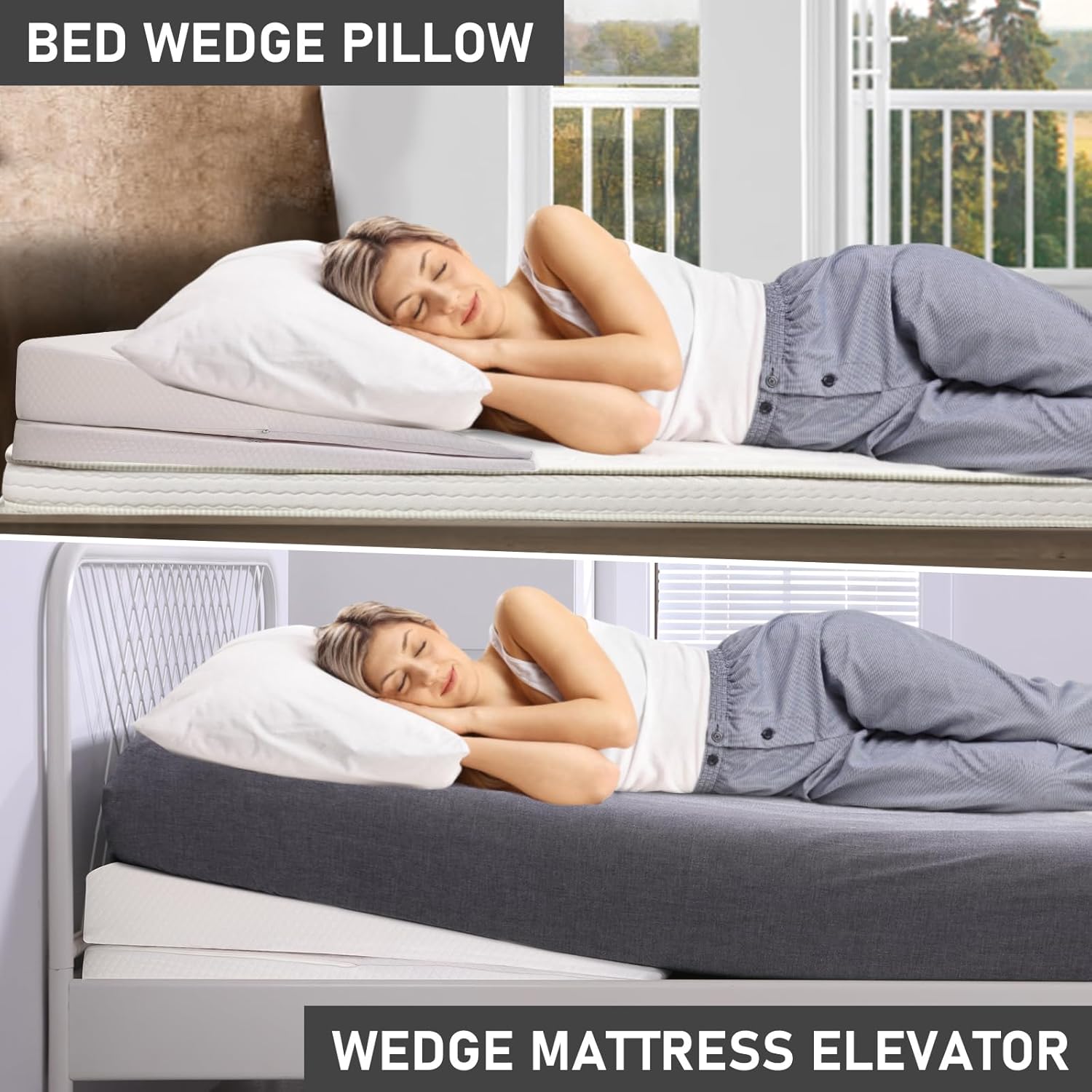 SUNYRISY Adjustable Wedge Mattress Topper for Acid Reflux and Back Pain