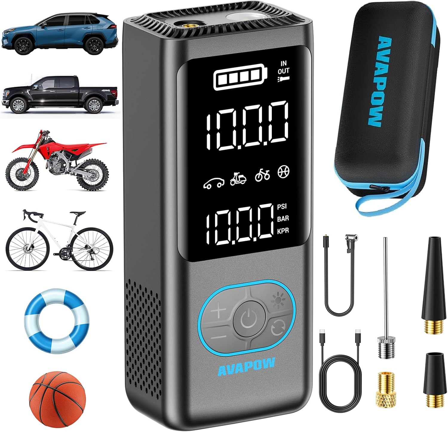 AVAPOW Tire Inflator with 150 PSI and LCD Screen