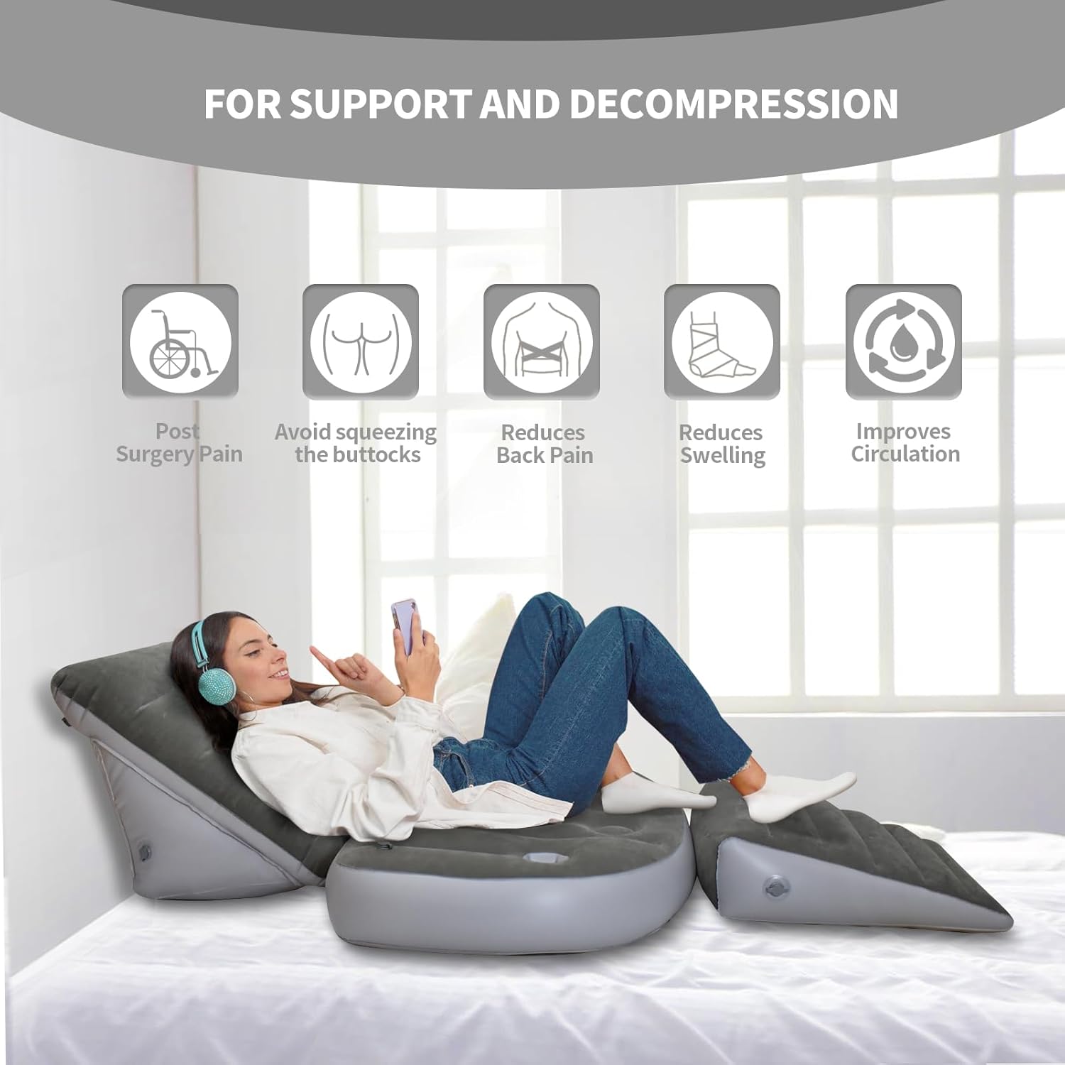 Hantaiwan Inflatable Lounger Sofa 3pc Set for Back and Leg Pain Relief