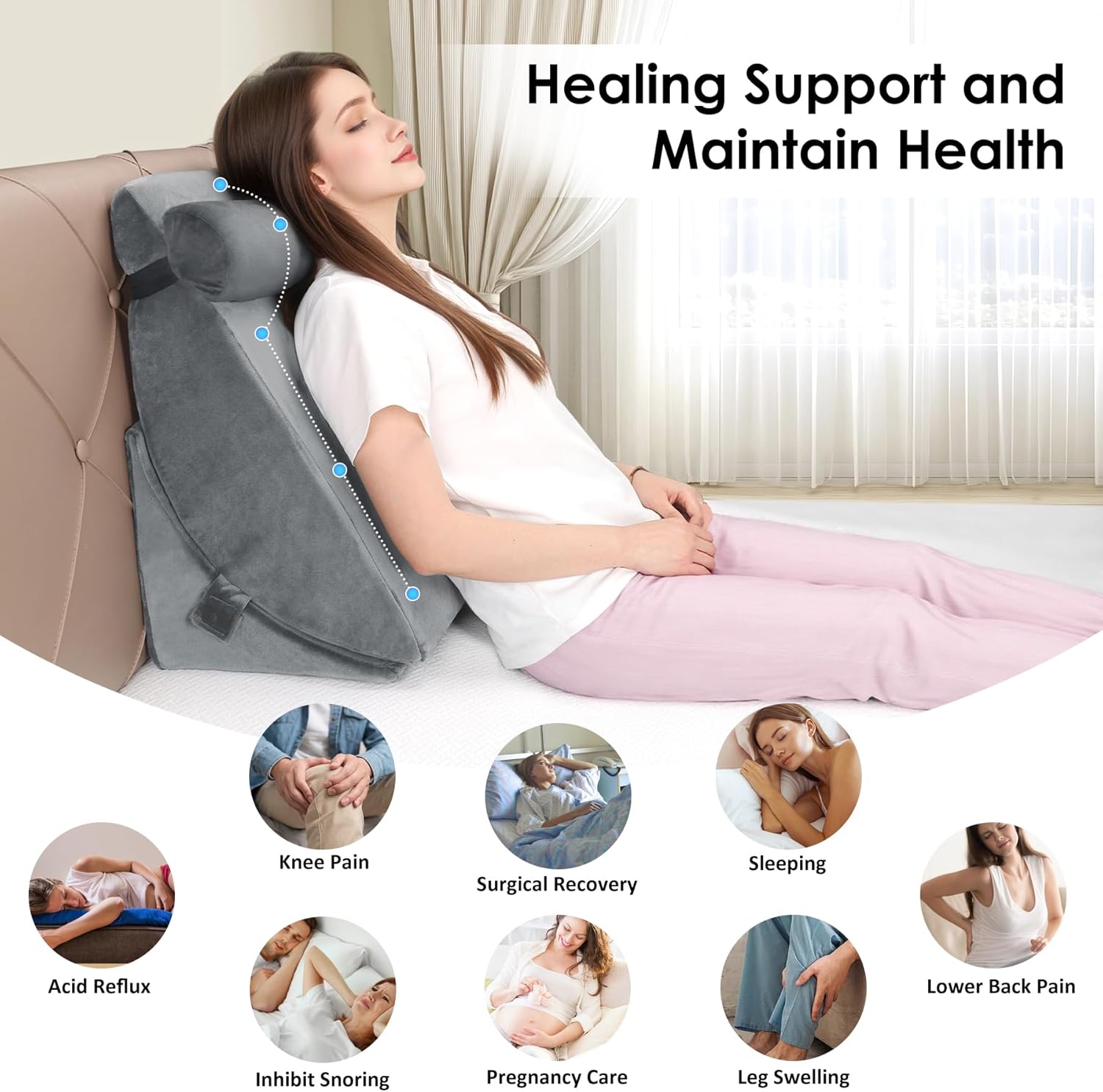 WENRENER 3pcs Adjustable Bed Wedge Pillow Set