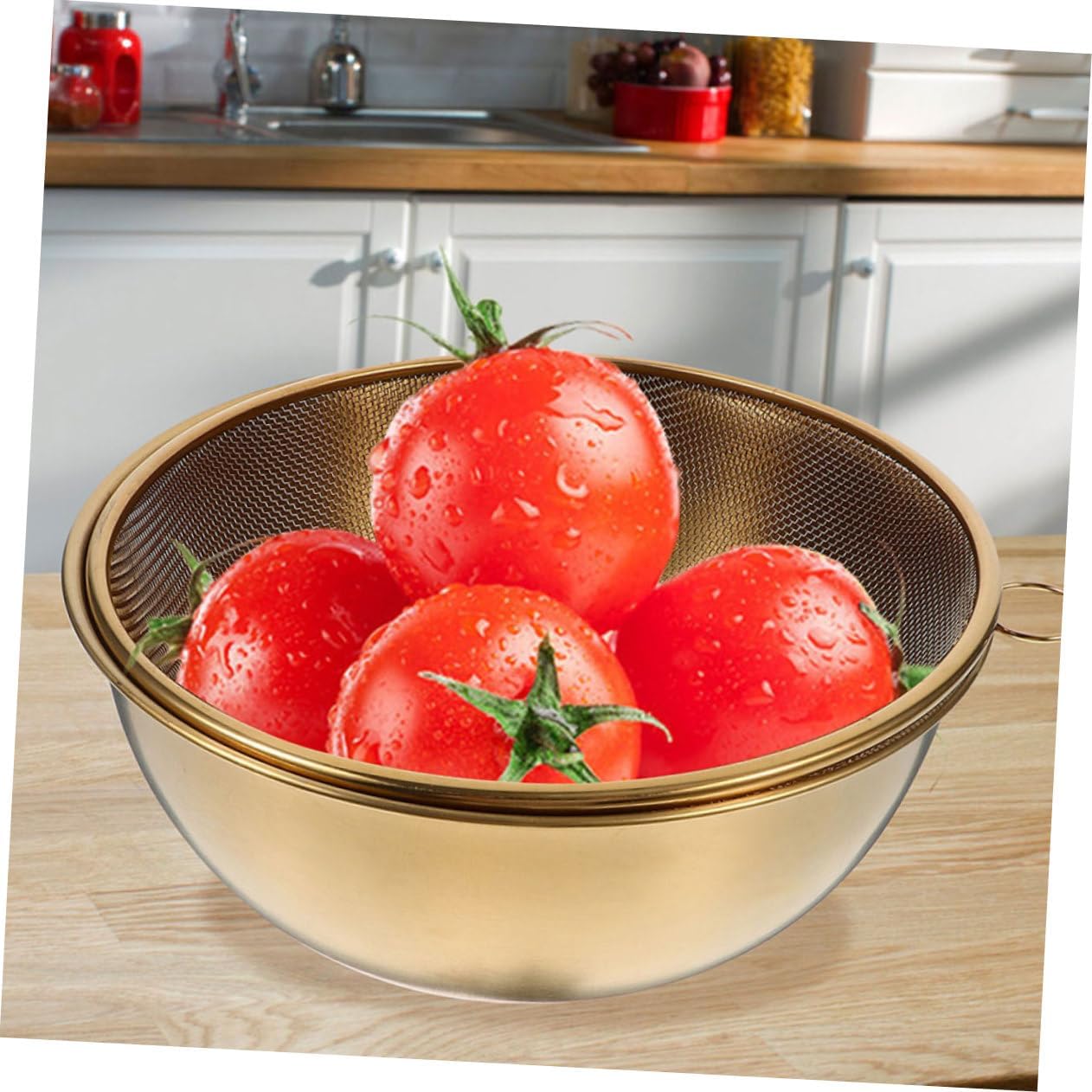 VINTORKY 1 Set Mini Golden Colander with Bowl