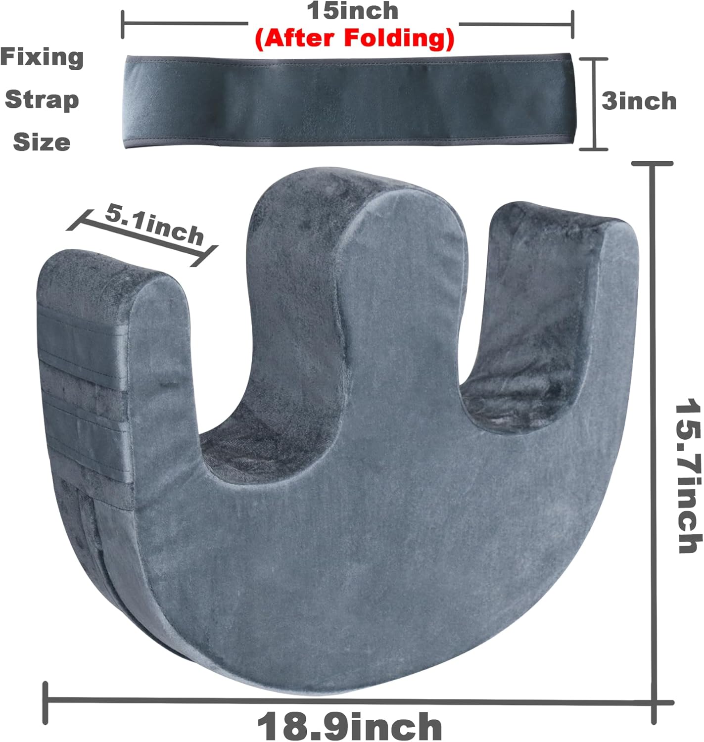 Sexysamba Bed Rest Turning Pillow with Fixing Strap Gray