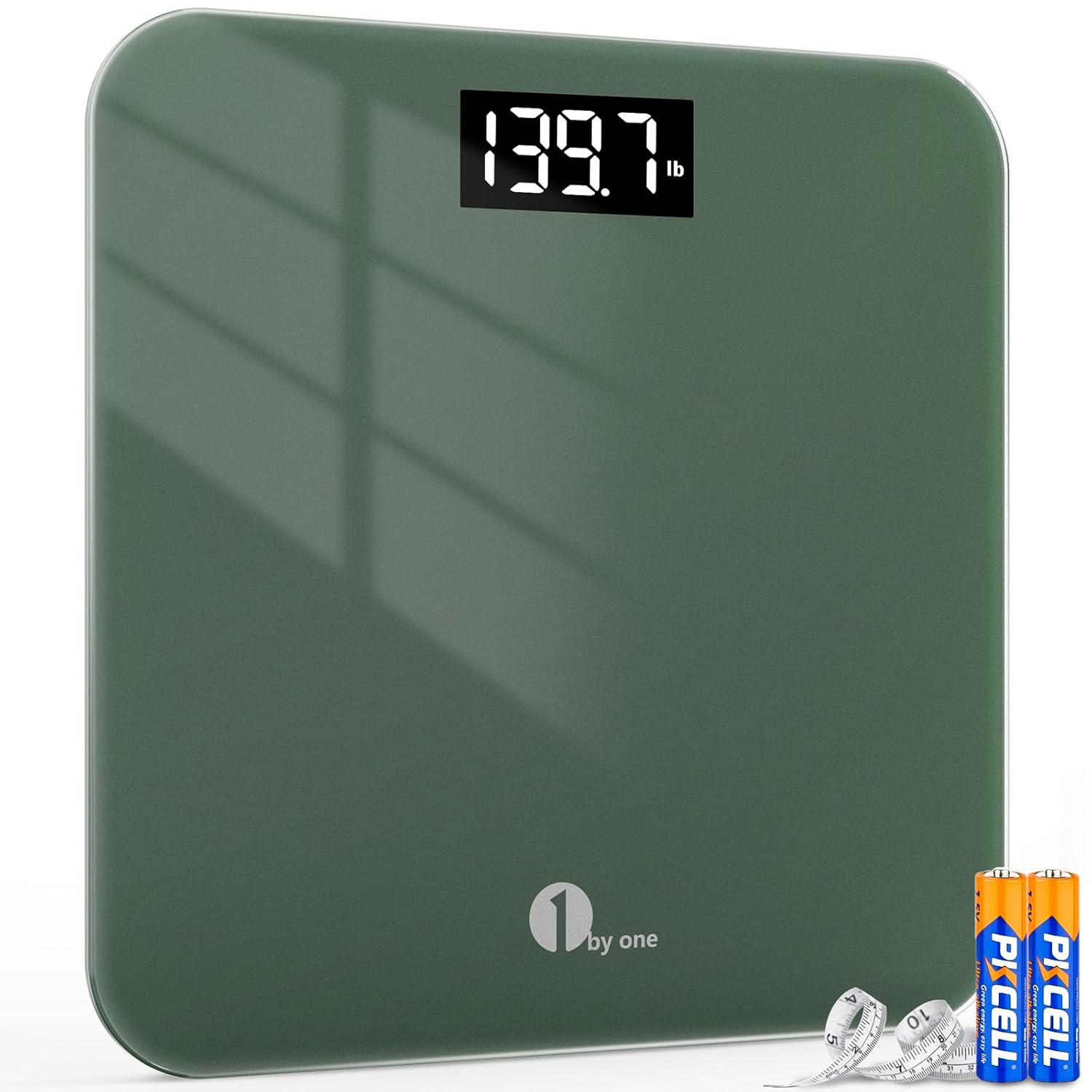 1byone Digital Bath Scale with LED Display 400lbs Midnight Green