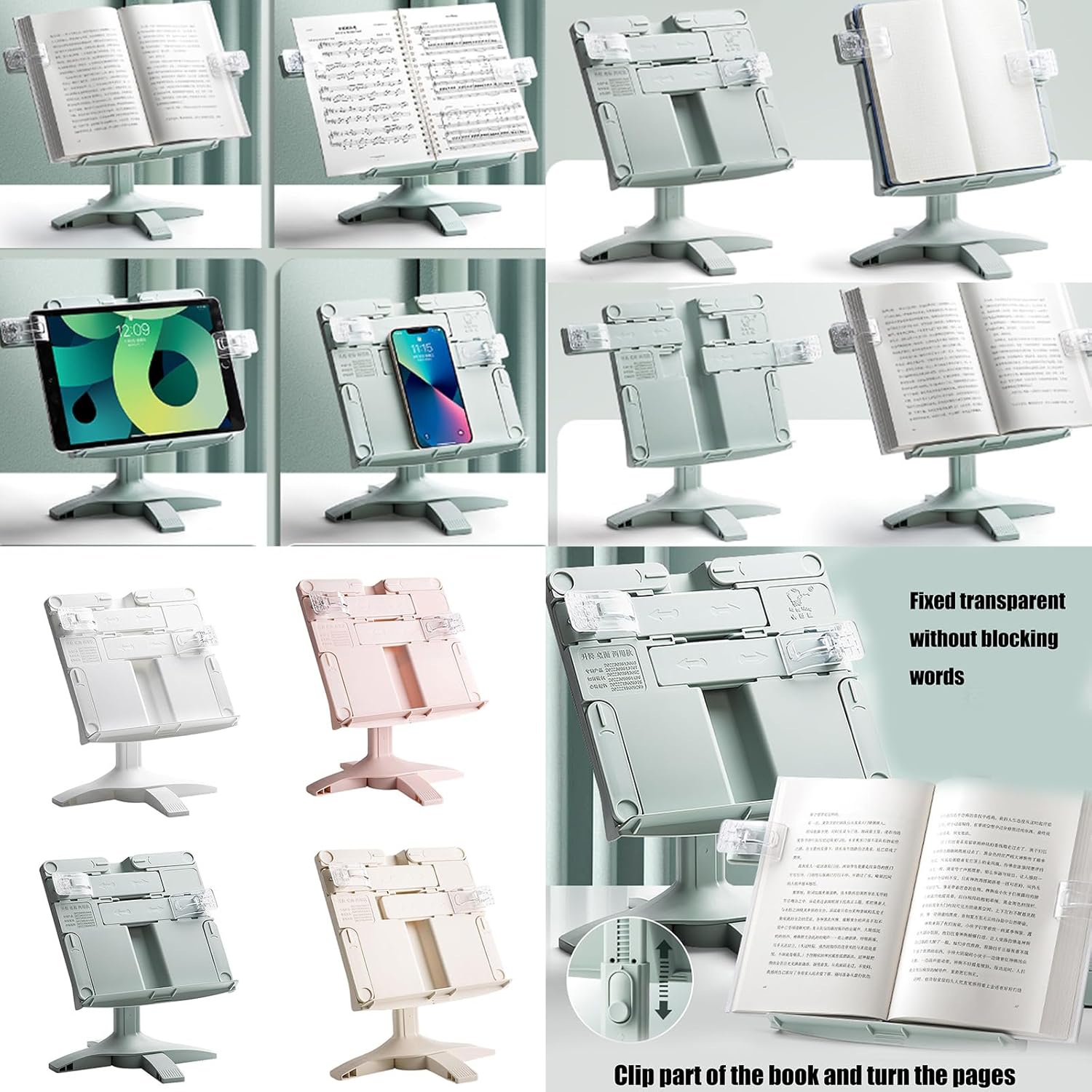 Folding Book Stand for Reading Textbook with Adjustable Height and Angles 1