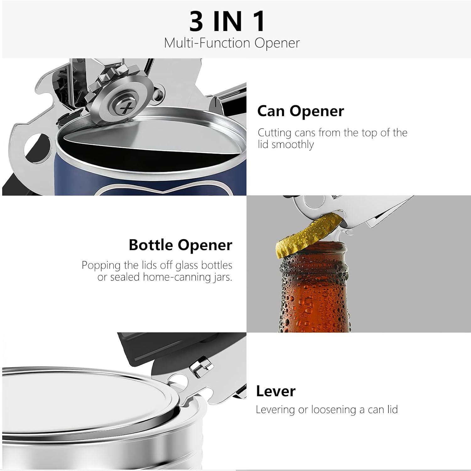 OUTWAY 3-In-1 Can Opener Bottle Opener Stainless Steel