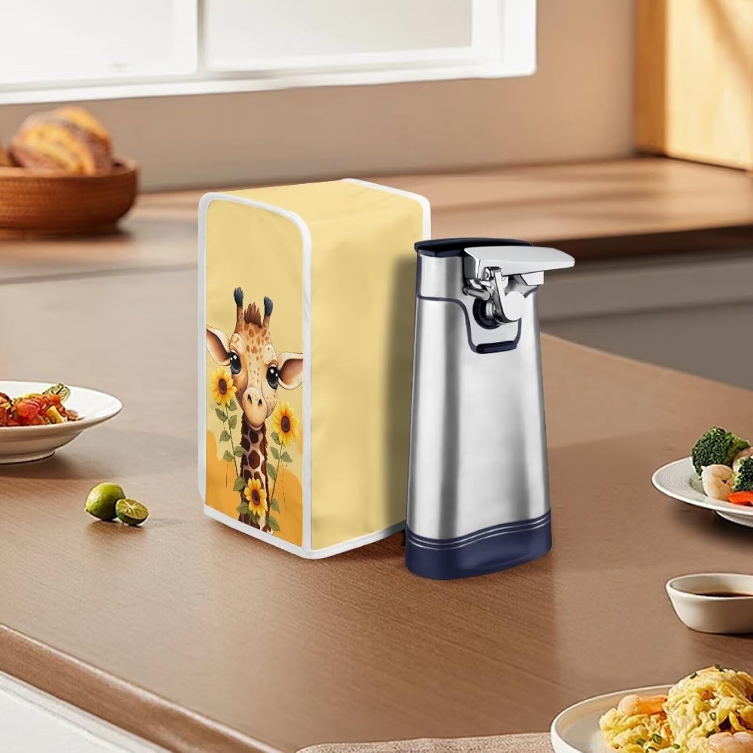 Giraffe Print Electric Can Opener Cover - Waterproof Stain Resistant Easy to Clean
