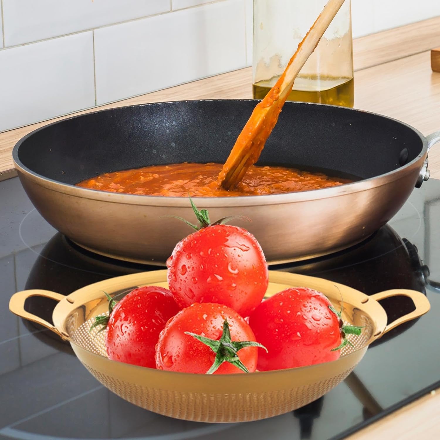 Bothyi Stainless Steel Colander Bowl with Handles for Pasta Berries Spaghetti