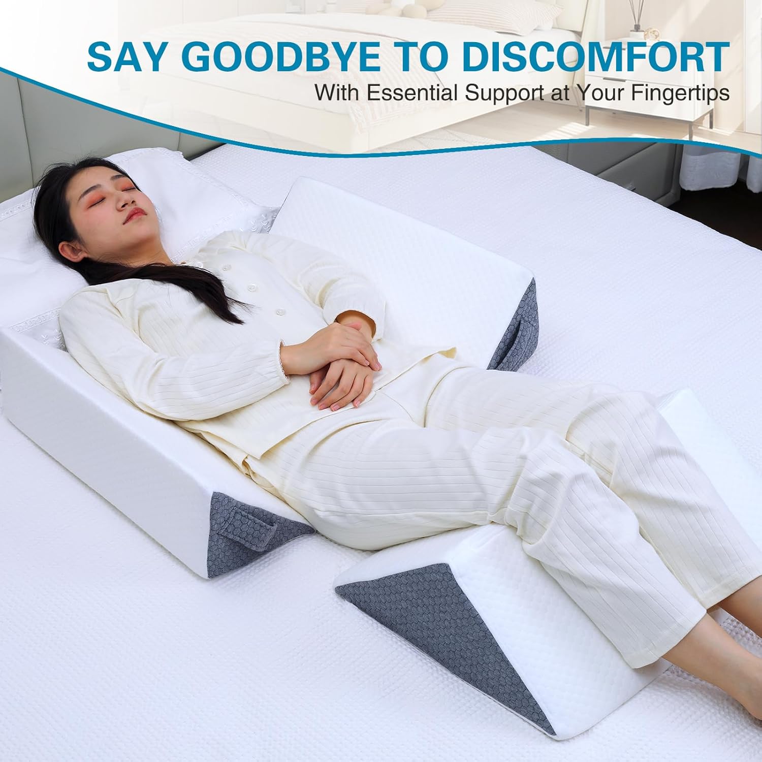 3PCS Foam Wedge Pillow for Bed Sore and Back Pain Relief