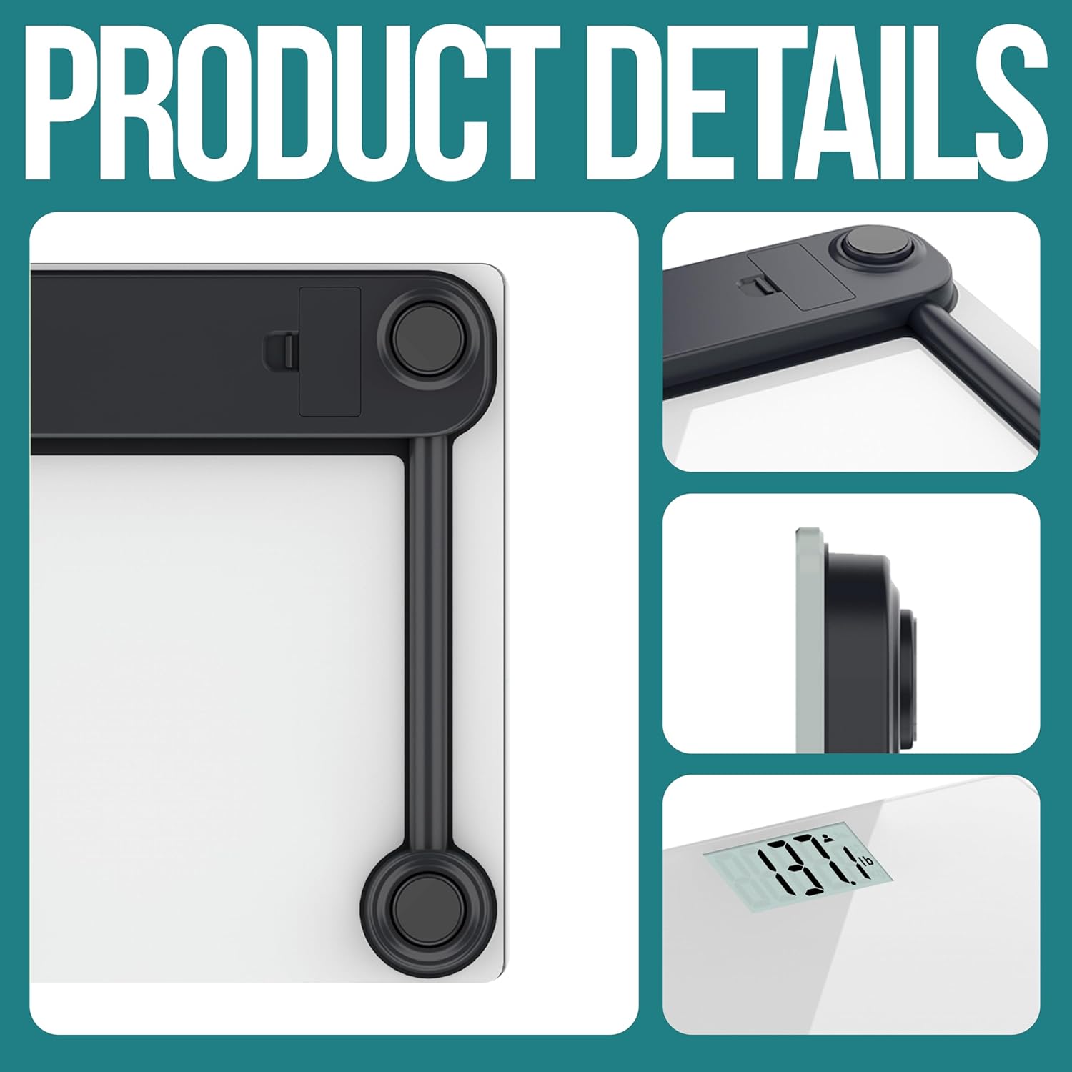 EziGo Professional Bathroom Scale 12-inch Large Platform 440lb Weight Capacity White