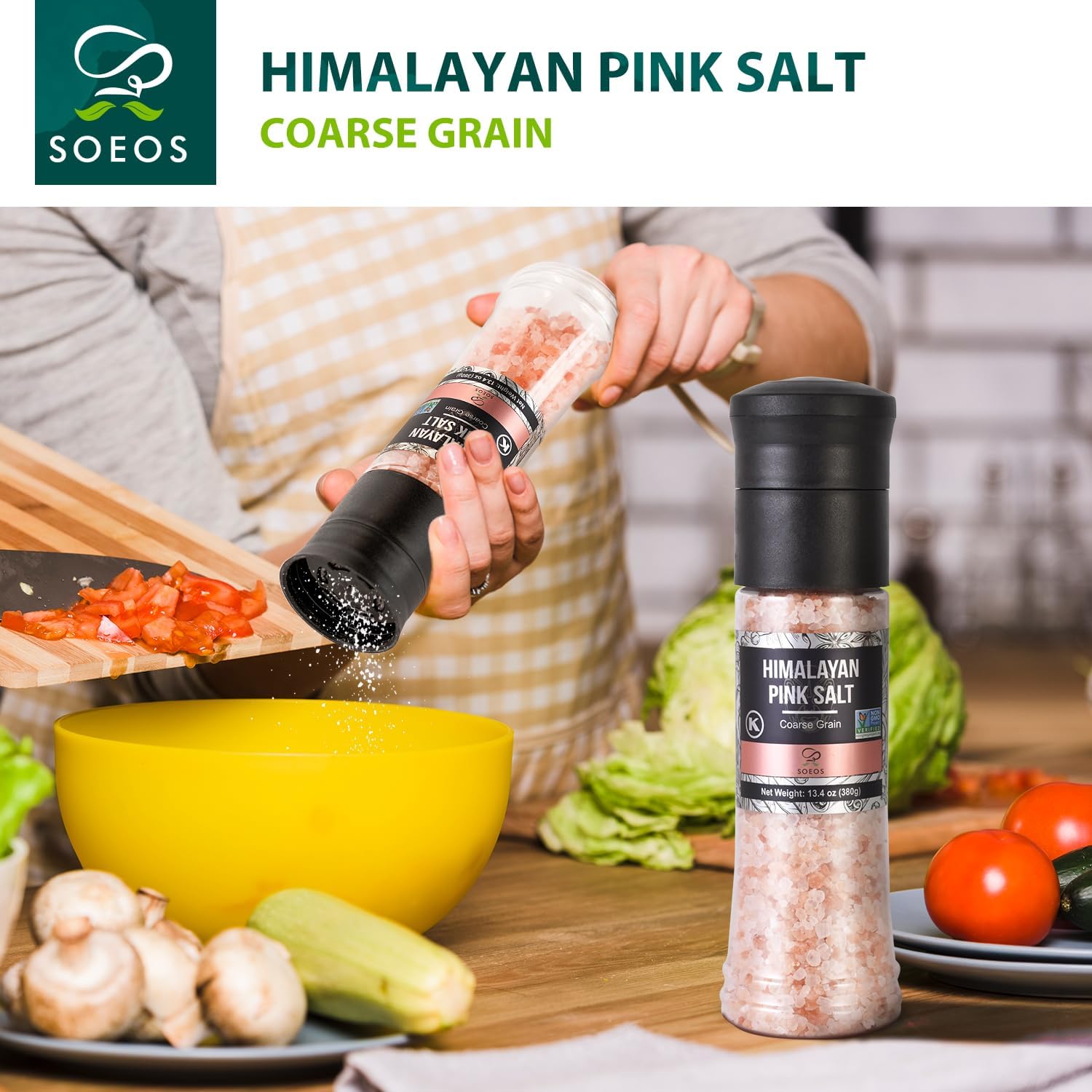 Soeos Himalayan Pink Salt Coarse Grinder Set