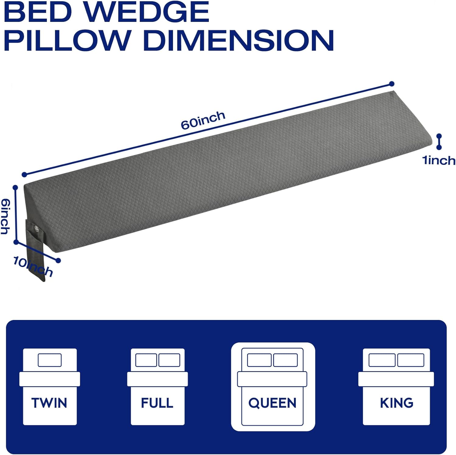 MIDLADE Queen Bed Wedge Pillow for Headboard Gap Filler