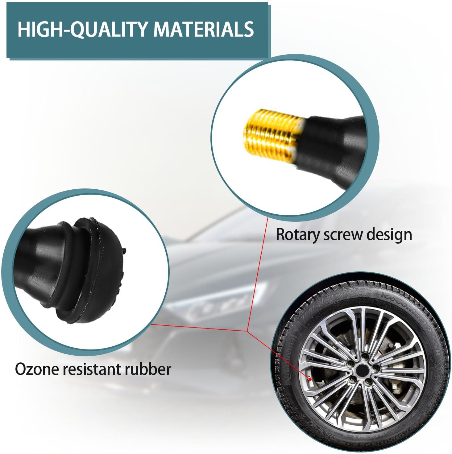 Ziciner 50PCS TR412 Tubeless Valve Stem Covers - Snap-in Waterproof Universal Fit