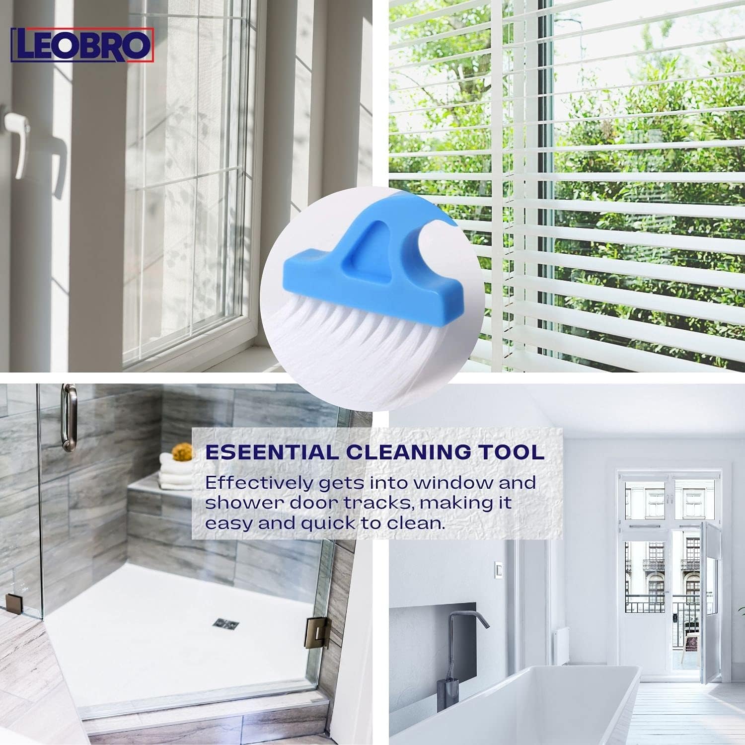 LEOBRO Hand Held Groove Gap Cleaning Brushes Pack of 4