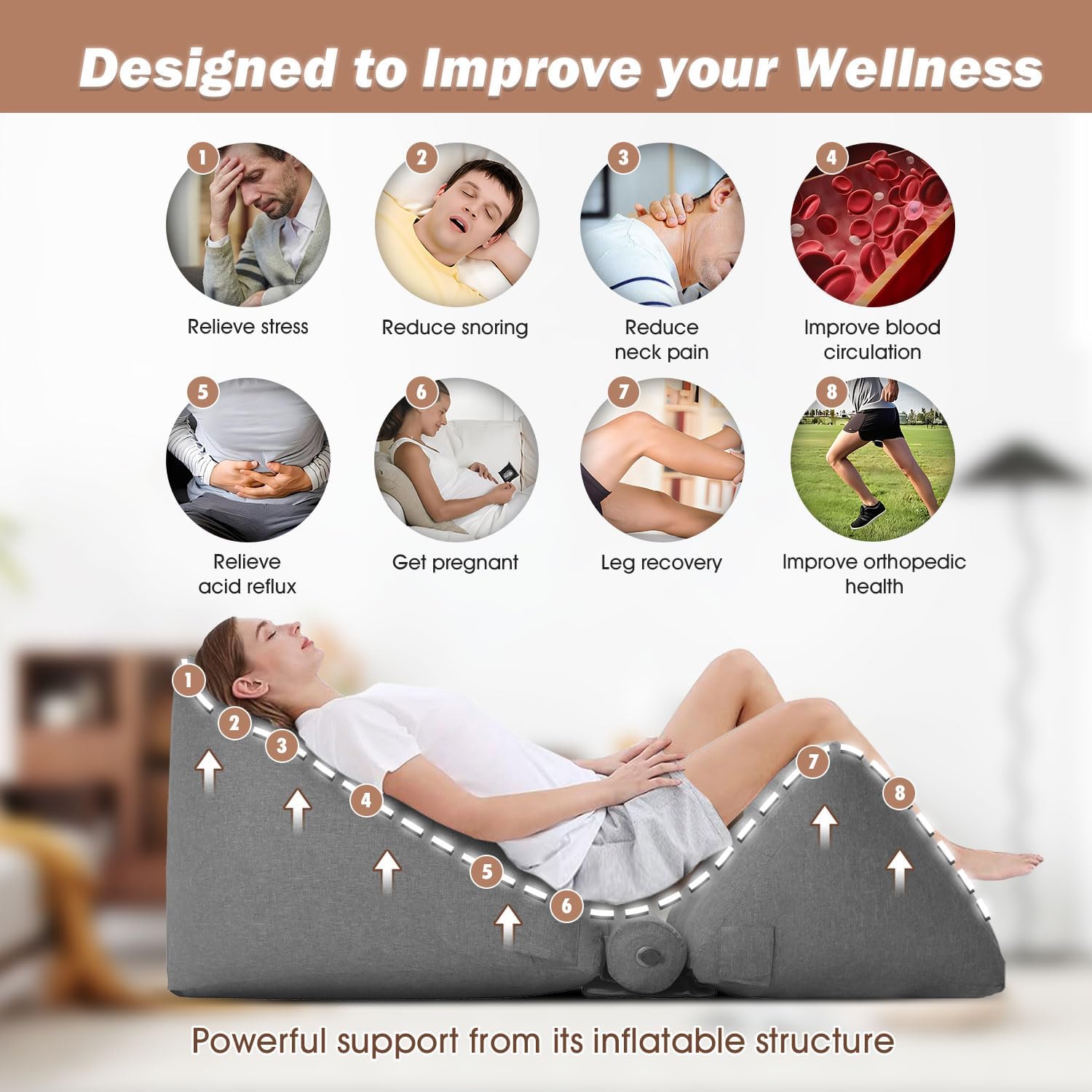 Portabuddy Inflatable Wedge Pillow - 0-90 Adjustable