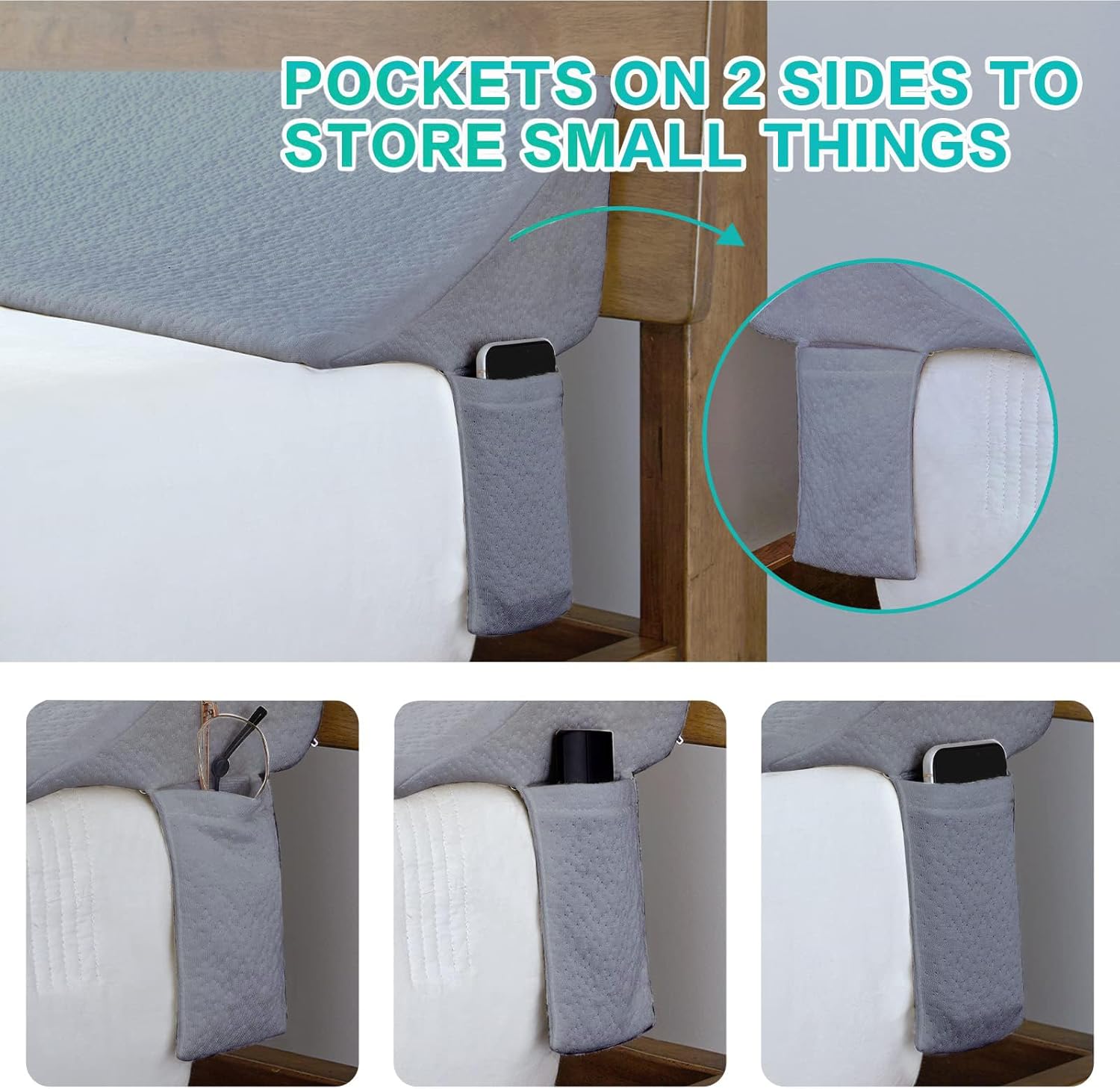 SLIGUY Queen Bed Gap Filler Pillow - 60x10x6 Grey