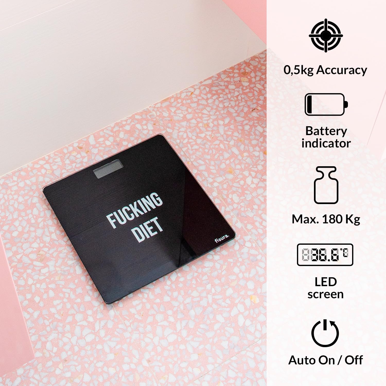 Fisura Digital Glass Bathroom Scale with Step-On Tech