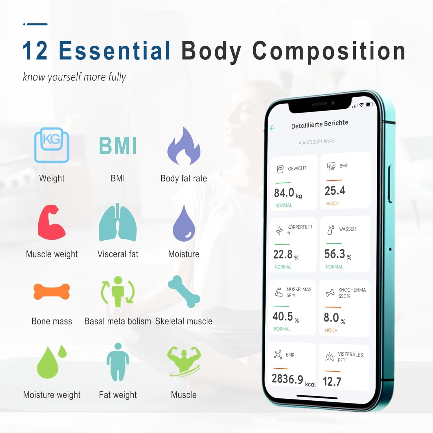 Elevon Digital Bathroom Scale with LCD Display and Tempered Glass 1