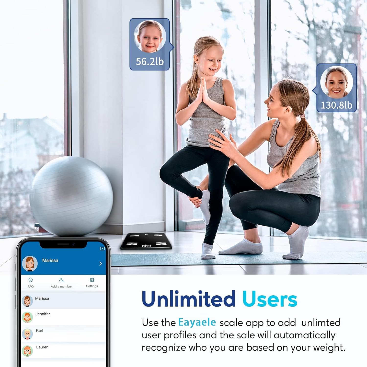 Eayaele Solar Powered Body Fat Scale with 8 Profiles