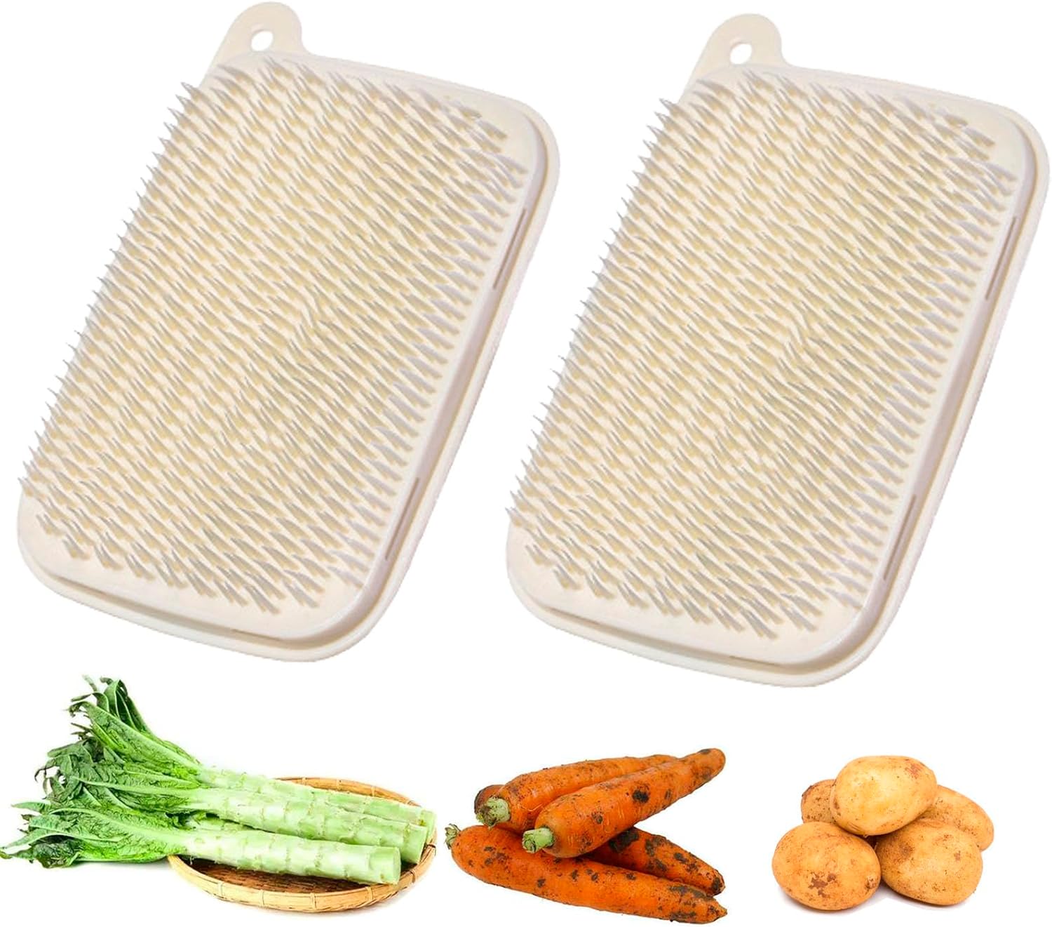 HAGBOU 2 PCS Soft Vegetable Scrubber Brush for Potatoes Carrots and Cucumbers