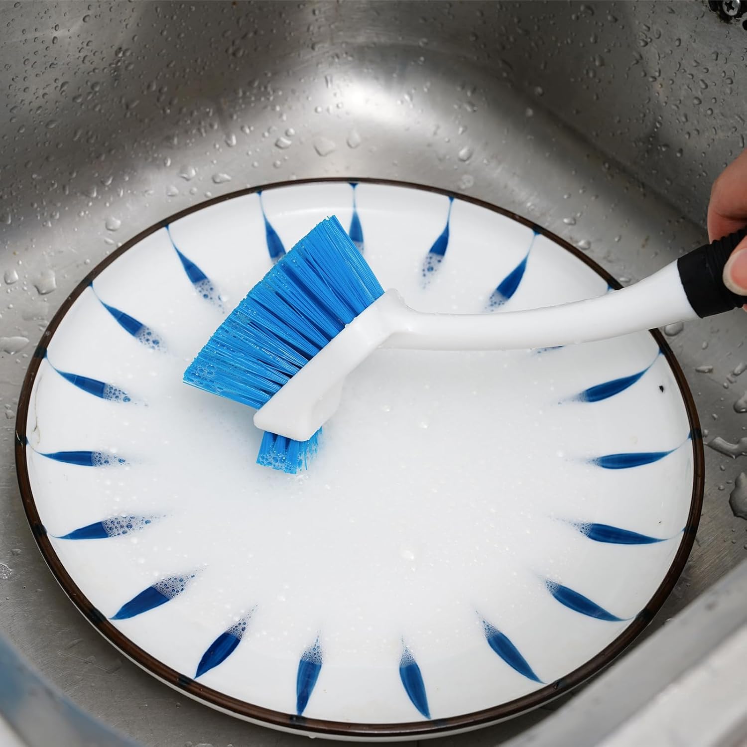 MOSOLAN 3-Piece Dish Brush Set with Scraper Edge