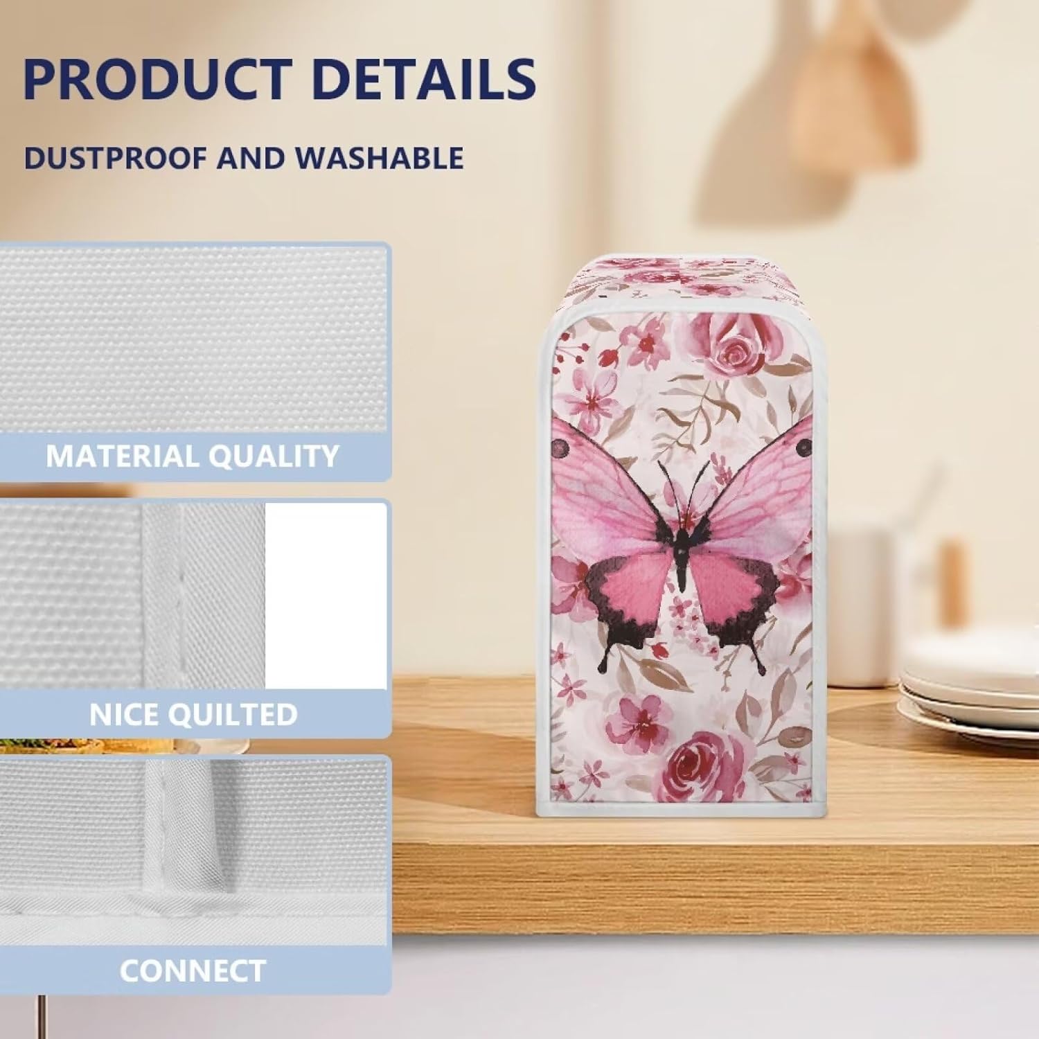 Suhoaziia Electric Can Opener Dust Cover with Pink Butterfly Design