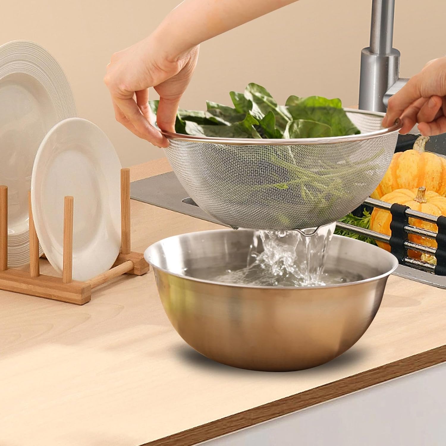 JISADER 2 Pieces Colander Bowl Set
