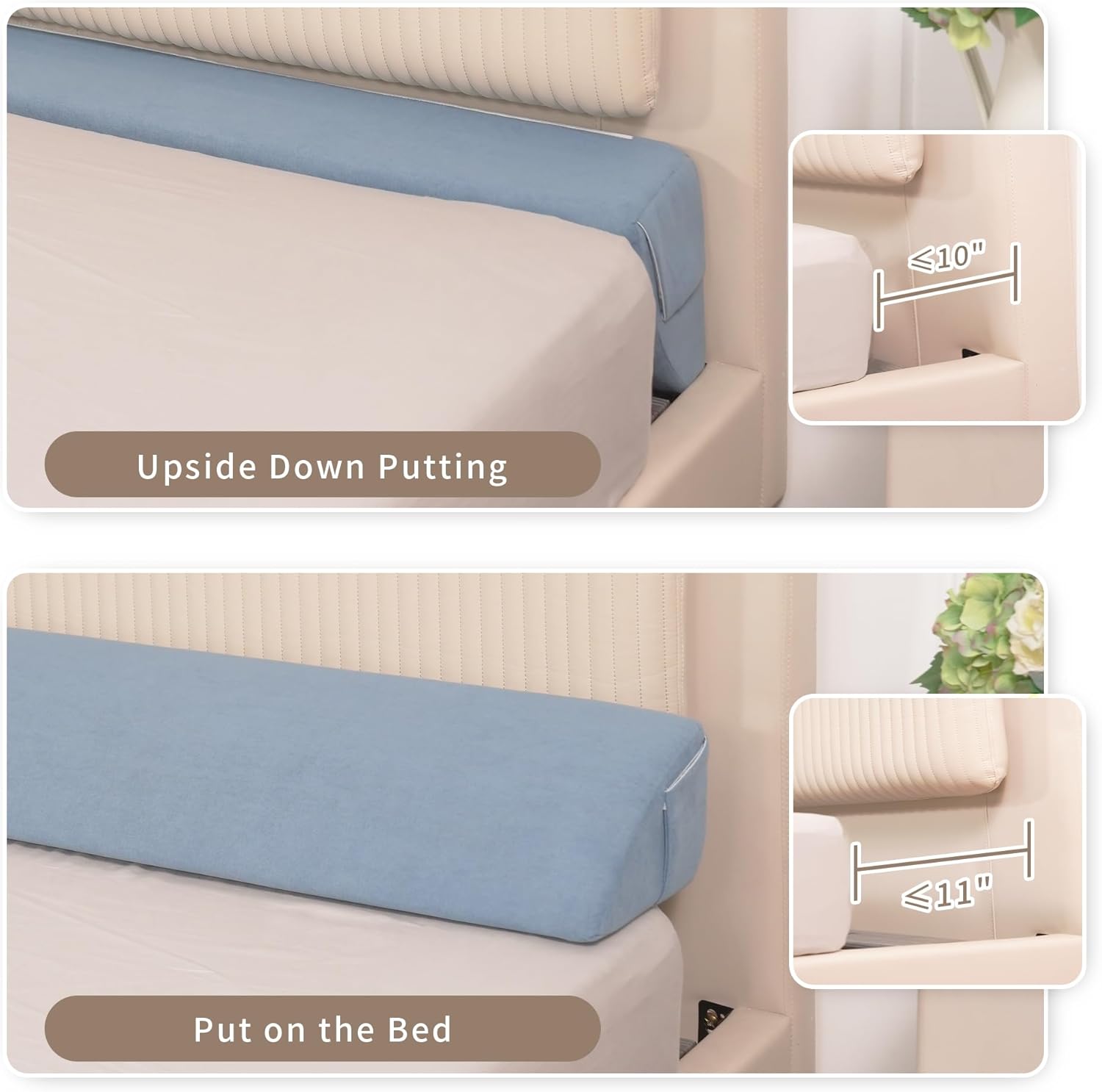 Aurako Cal King Bed Wedge Pillow with Side Pockets