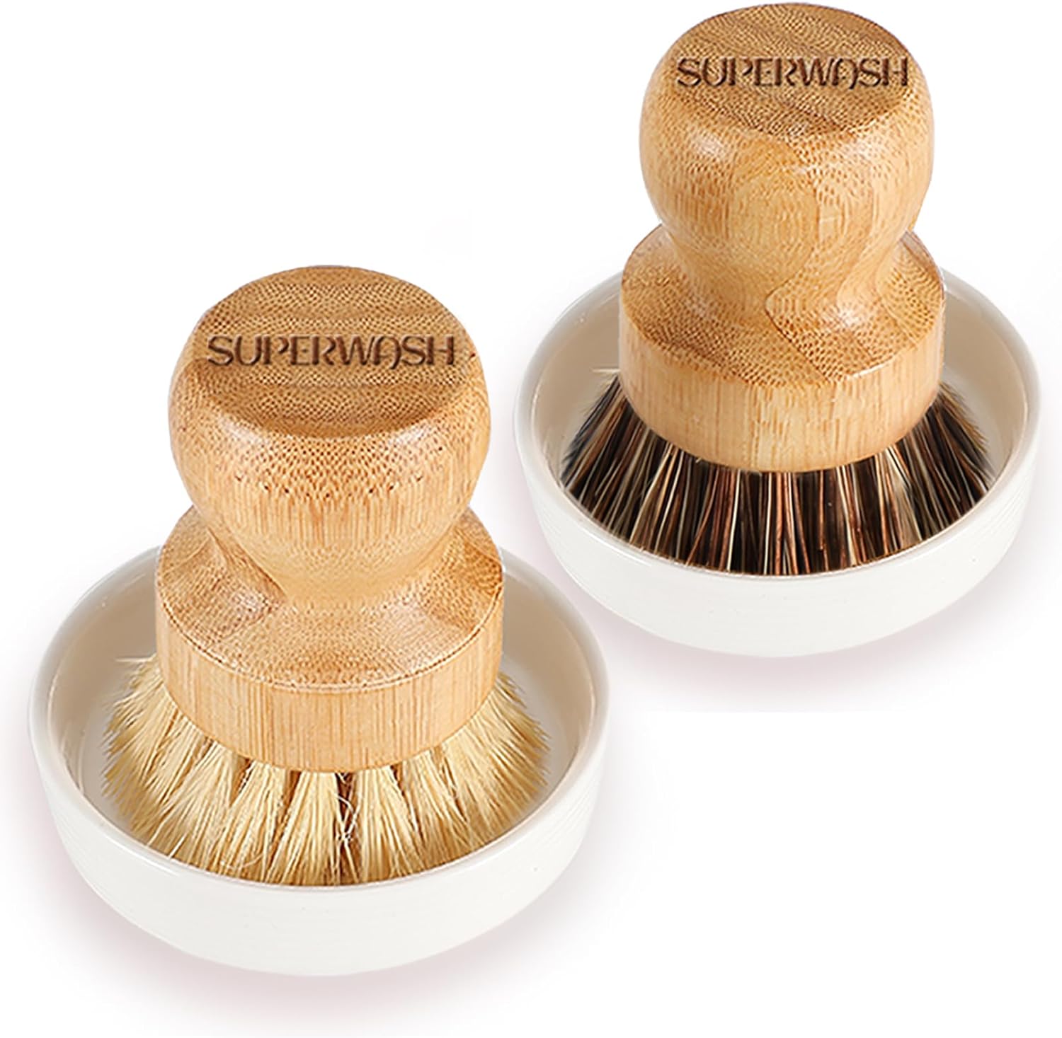 SUPERWASH PLUS Bamboo Dish Scrubber 2 Pack 1