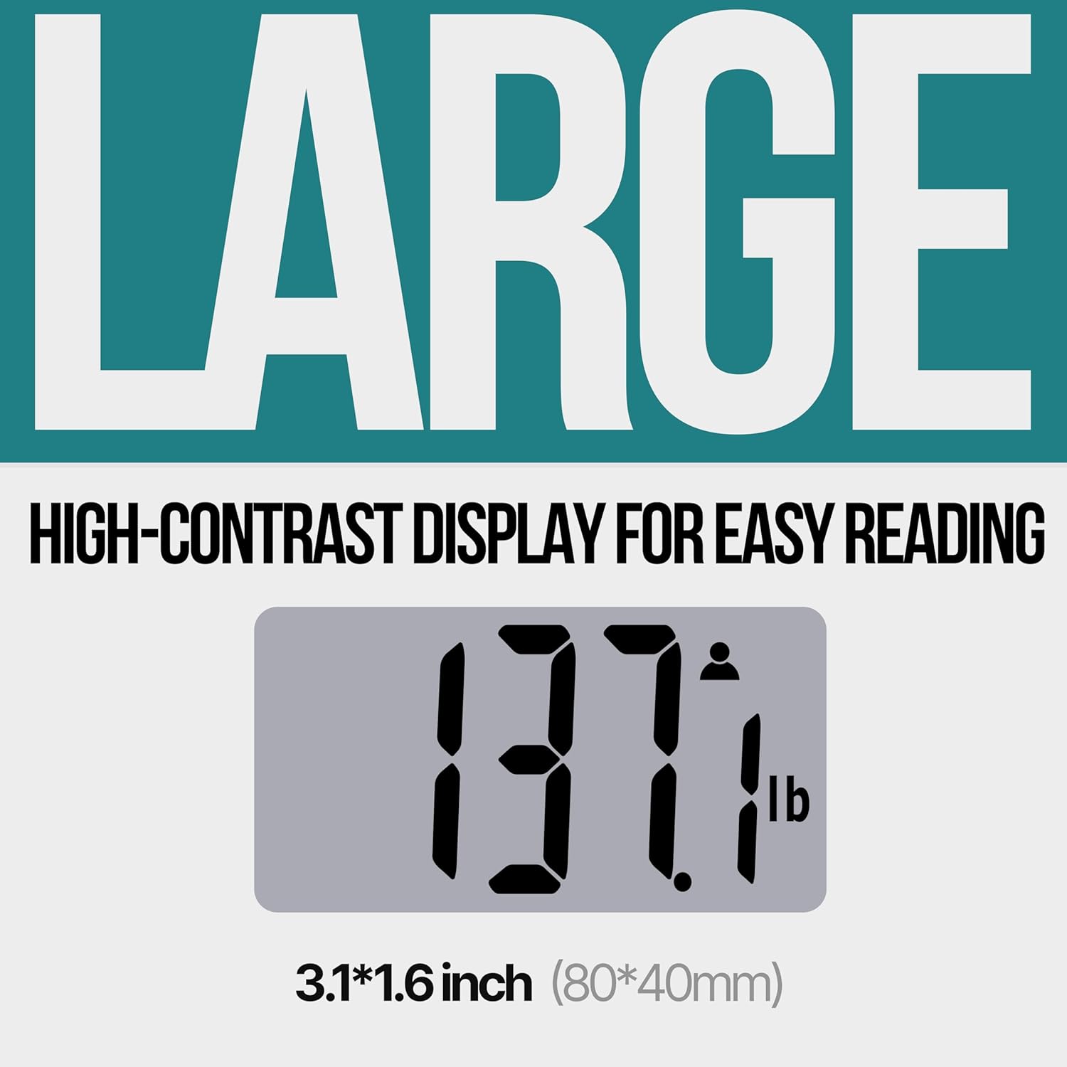 EziGo Professional Bathroom Scale 12-inch Large Platform 440lb Weight Capacity White