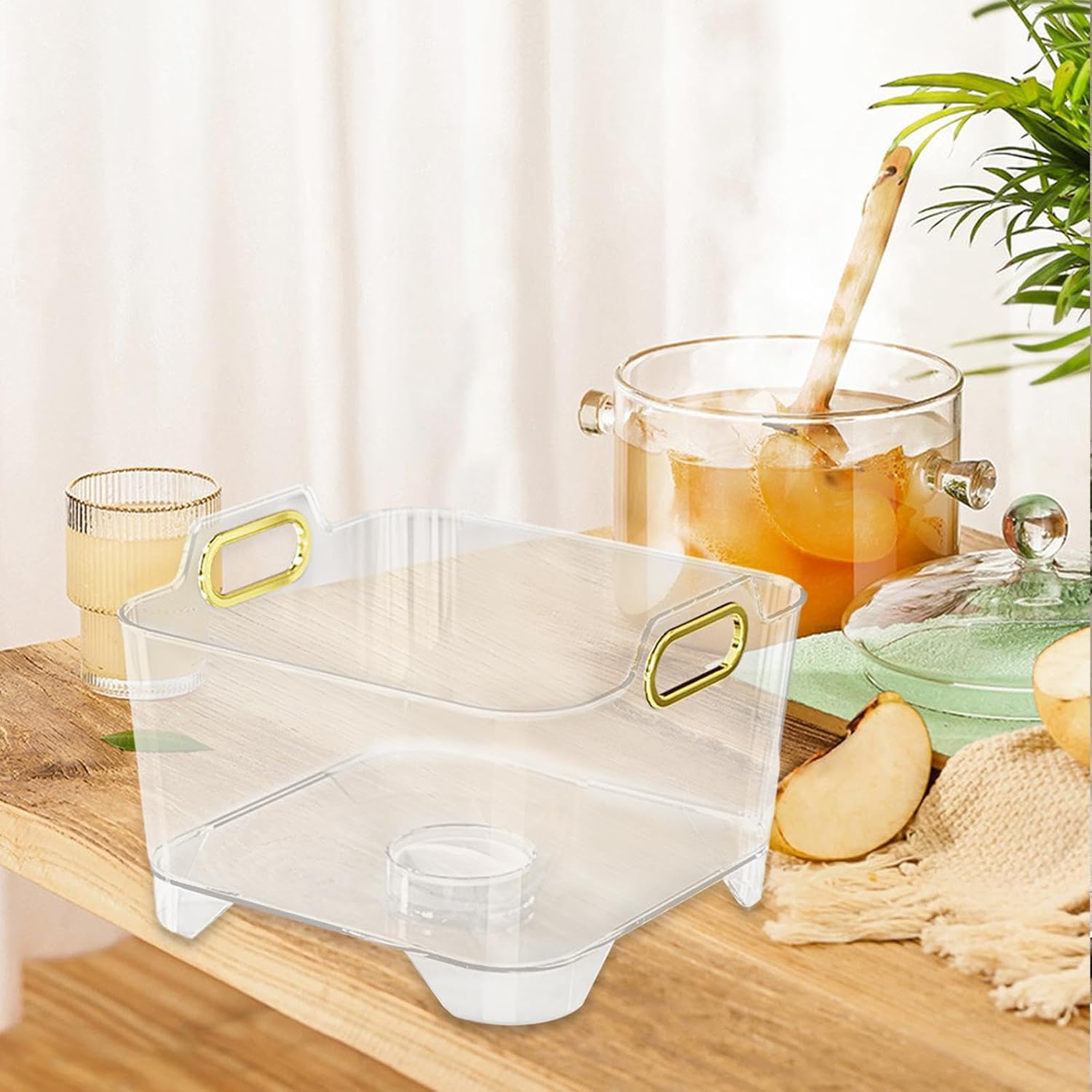Clear Fruit Vegetable Washing Basket with Handle and Drainage