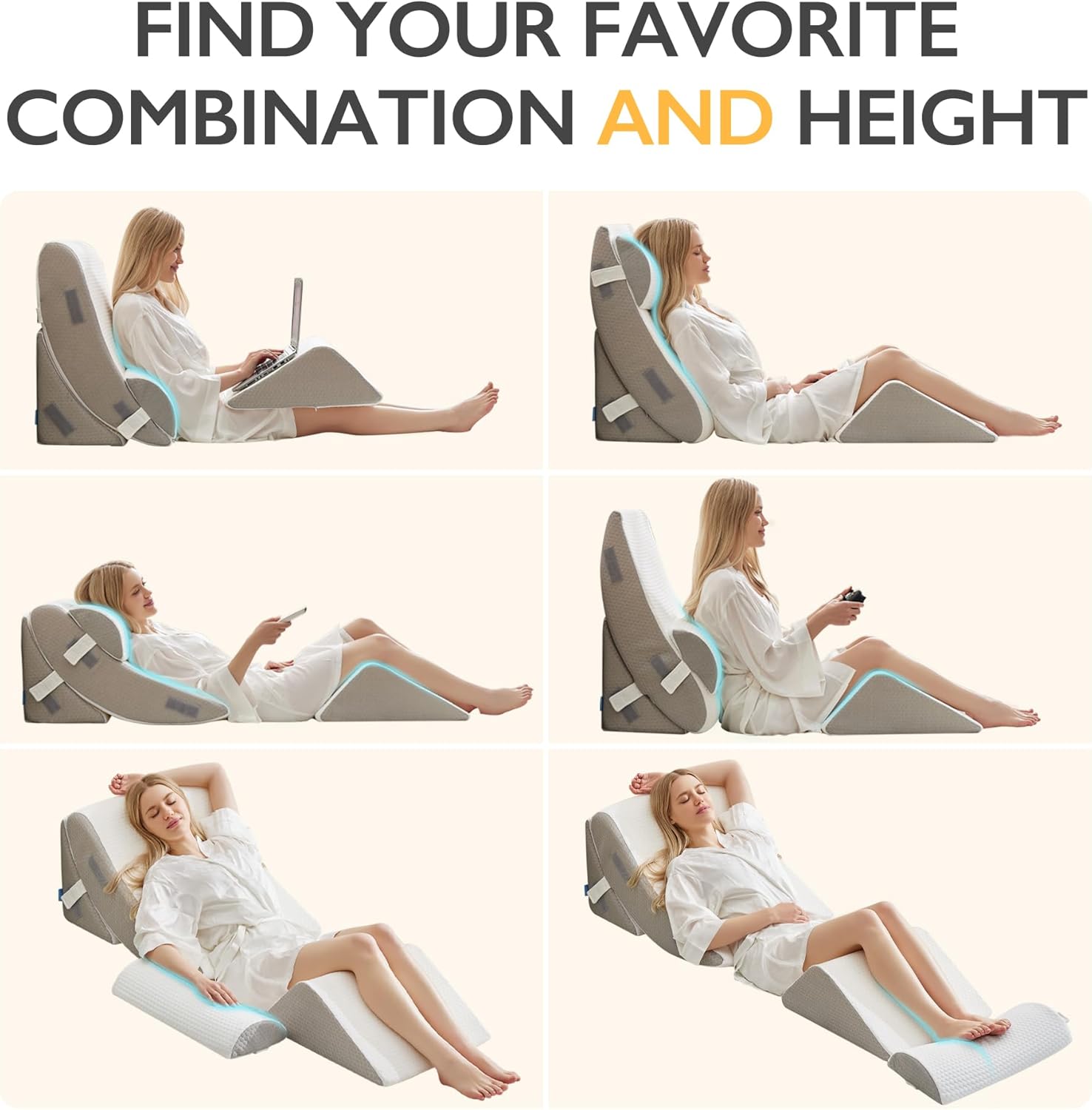BDEUS 4-PCS Orthopedic Bed Wedge Pillow Set for Post-Surgery Recovery