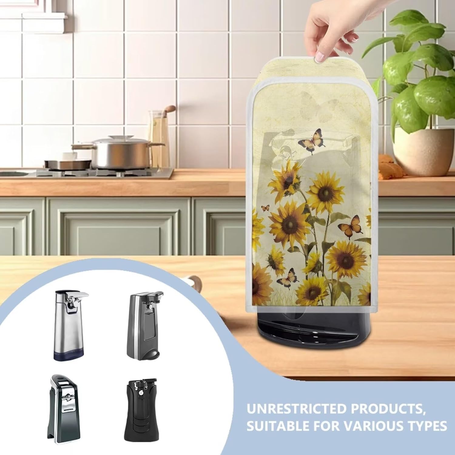 TODIYADDU Yellow Sunflower Can Opener Cover for Women