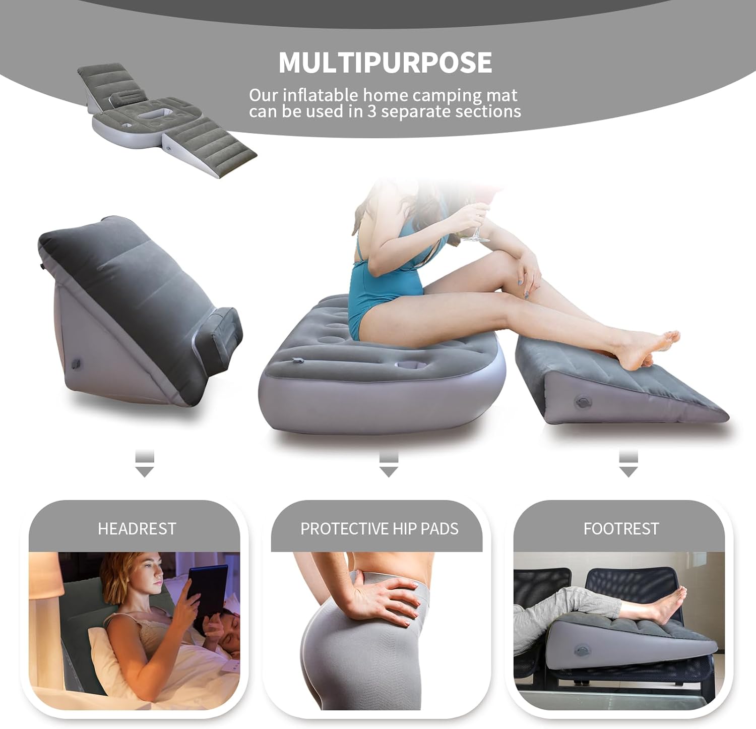 Hantaiwan Inflatable Lounger Sofa 3pc Set for Back and Leg Pain Relief